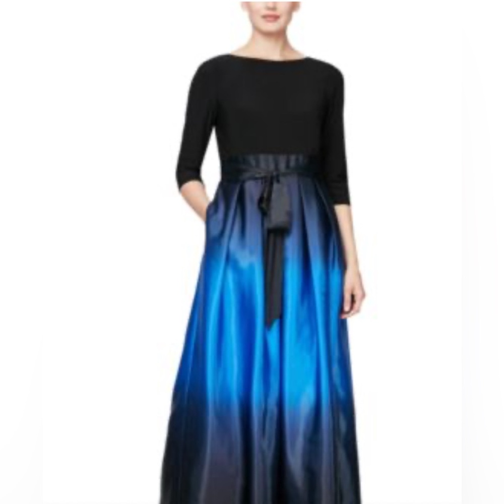 Ignite Elegant Black and Blue Ombré Gown size 14 w/pockets - Picture 2 of 12